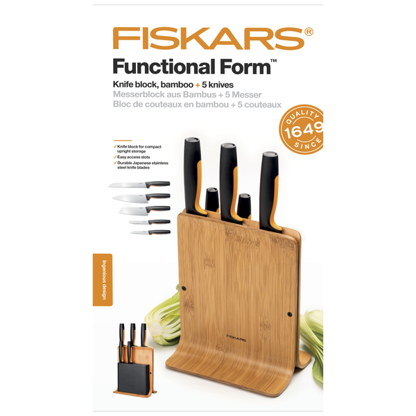 Bambusz késtartó FISKARS Functional Form 5 késsel 13