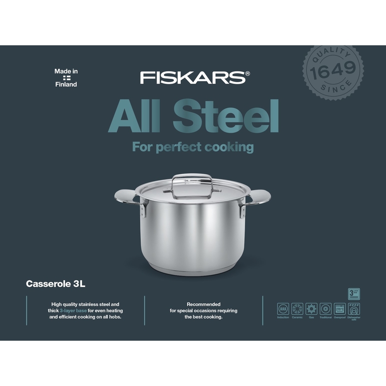 Edény FISKARS All Steel, 3,0l  2