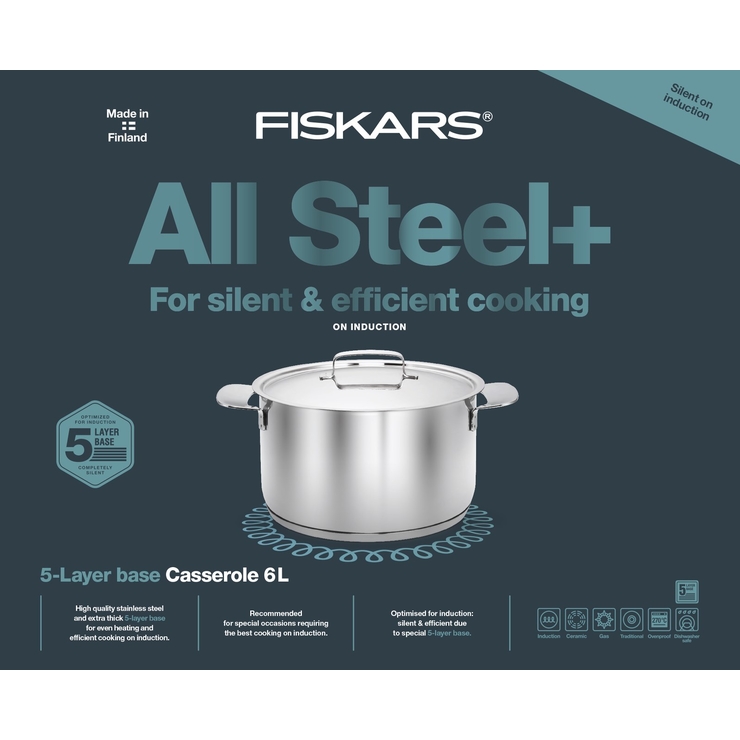Edény FISKARS All Steel+, 6,0l 2