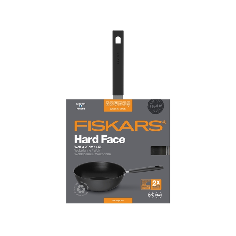 Wok serpenyő FISKARS Hard Face, 28 cm, 4,5l 4