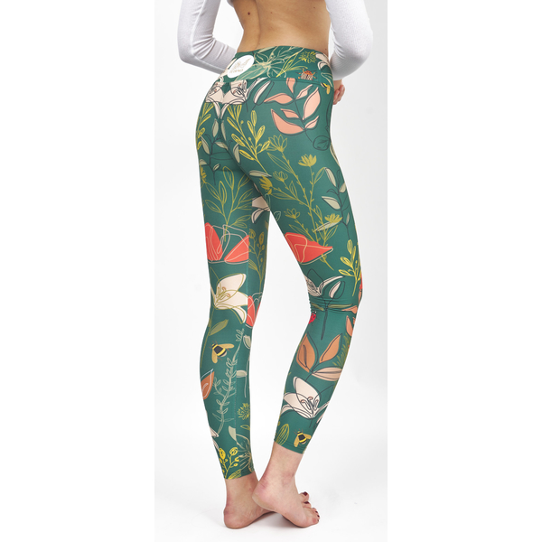 Női leggings TETRAO smaragd virág motívummal 1