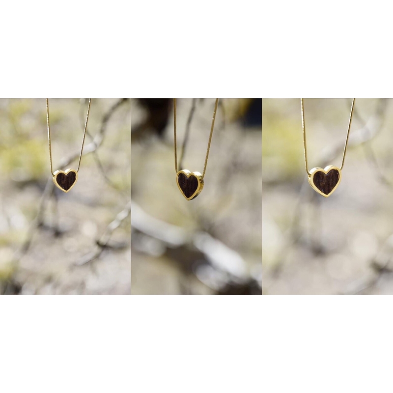 Nyaklánc TETRAO agancsból - szív arany színben 2