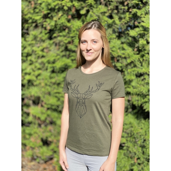 Női rövidujjú póló zöld TETRAO - vadászatszivből  4