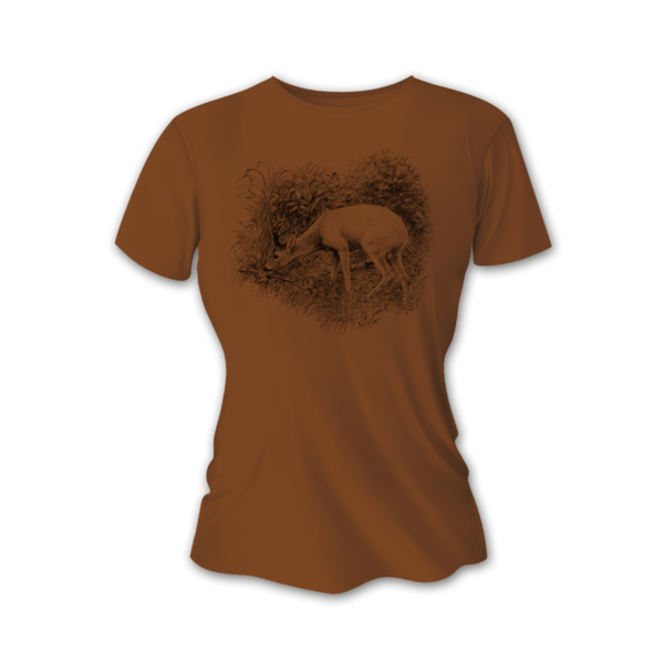 Női rövid ujjú póló barna TETRAO - Őzbak nagy