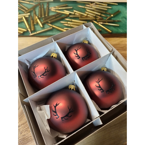 Karácsonyi golyók TETRAO matt barna - agancs 8 cm, 4 db