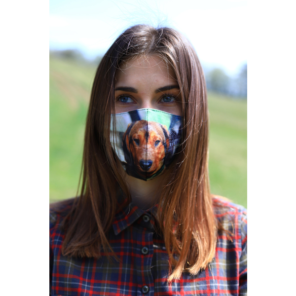 Pamut védő arcmaszk TETRAO– gyermek  vadászkutyával 1 db 