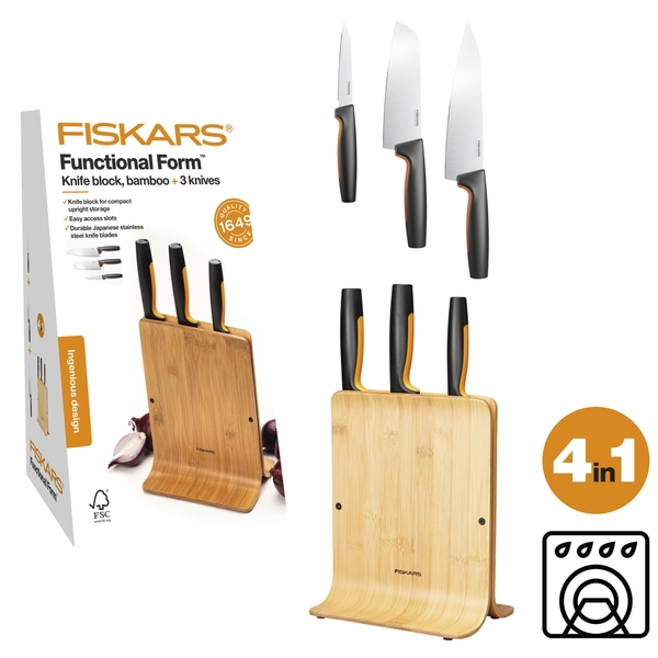 Bambusz blokk 3 késsel FISKARS Functional Form 5
