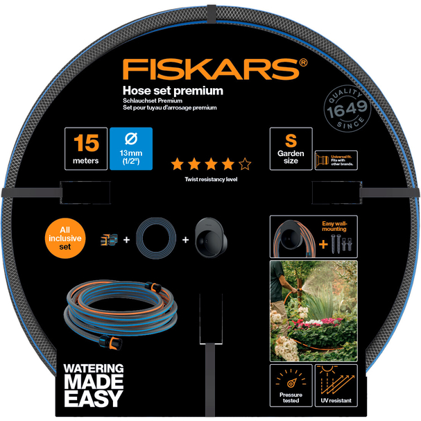 Öntözőtömlő készlet FISKARS Premium 13 mm-es (1/2") tömlőtartóval 2