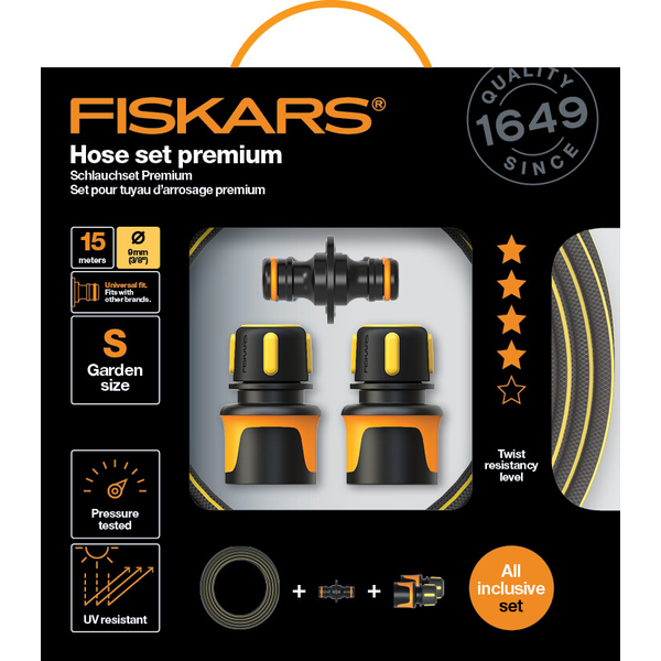 Öntözőtömlő készlet FISKARS Premium 9 mm (3/8") 15 m, csatlakozókkal 4